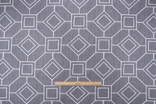 Click for 1 Yards Belle Maison Trellis Printed Cotton Drapery Fabric in Grey Belle Maison Trellis Printed Cotton Drapery Fabric in Grey