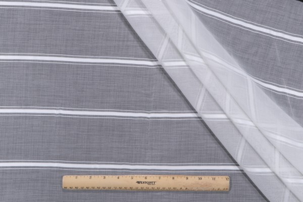 Heritage Fabrics Ashworth Sheer Drapery Fabric in Winter White