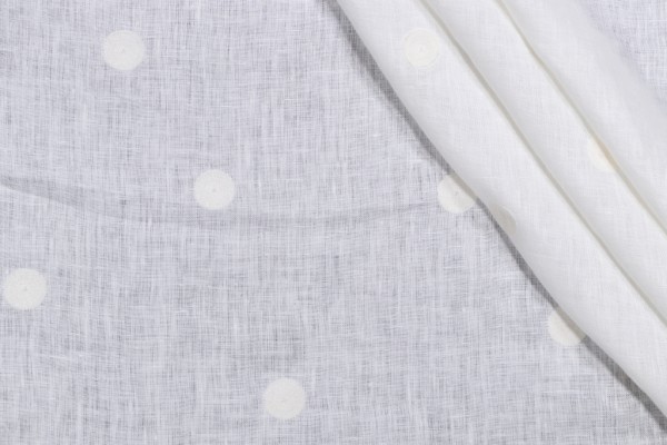 Polka Dot Embroidered Drapery Fabric in Winter