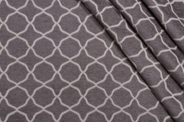 Trellis Woven Chenille Upholstery Fabric in Graphite