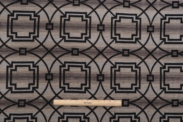 Courtesan Woven Chenille Upholstery Fabric in Black 