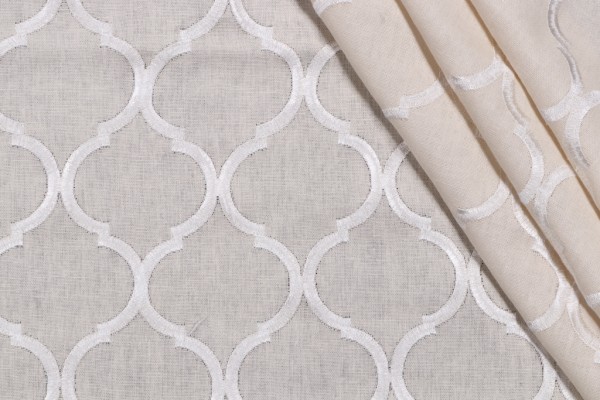 Averlie Embroidered Drapery Fabric in Natural