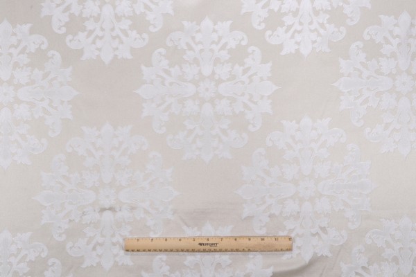 Jarrat Damask Decorator Fabric in Ivory