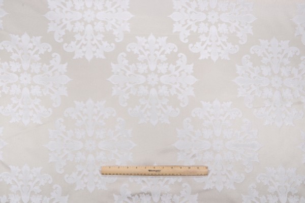 Jarrat Damask Decorator Fabric in Ivory