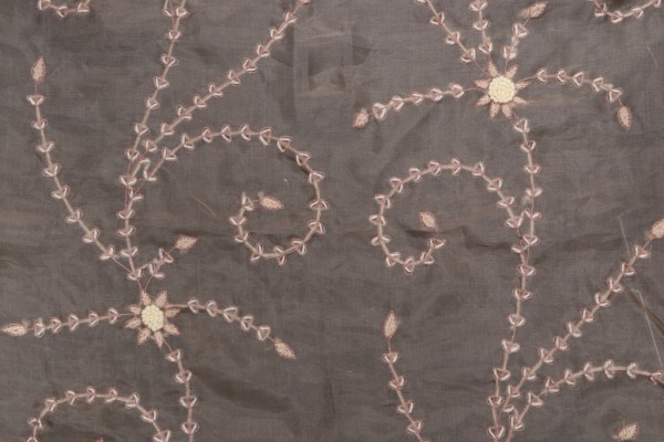 Scalamansre Varuni Sheer Embroidered Drapery Fabric in Bronze