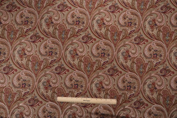 1 Yard Scalamandre Charar Printed Drapery Fabric in Multi/Taupe