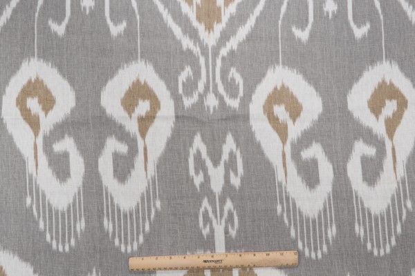 Kravet Basari Ikat Printed Drapery Fabric in Slate CLOSEOUT