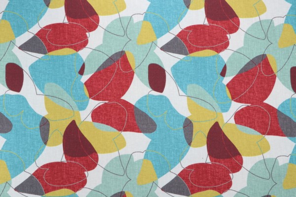 Hamilton Hamby Printed Cotton Drapery Fabric in Teal 