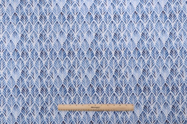 Sample of Terrasol - Rialto Printed Acrylic Outdoor Fabric in Indigo 