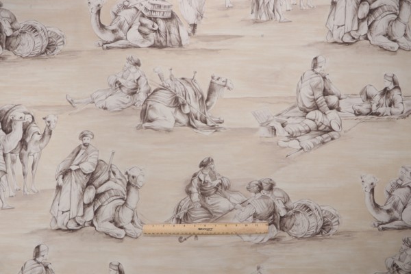 Scalamandre Halte Dans Le Desert Printed Drapery Fabric in Fusain