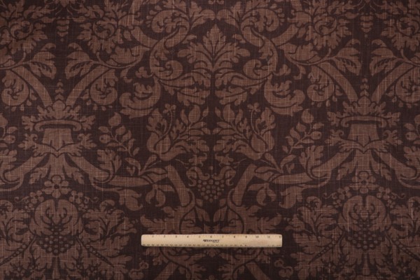 Thibaut Residence Damask F91350 Printed Linen Blend Drapery Fabric in Brown 