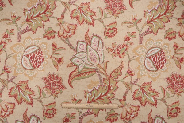 Thibaut Jacobean Trail F93312 Printed Cotton Drapery Fabric in Gold 