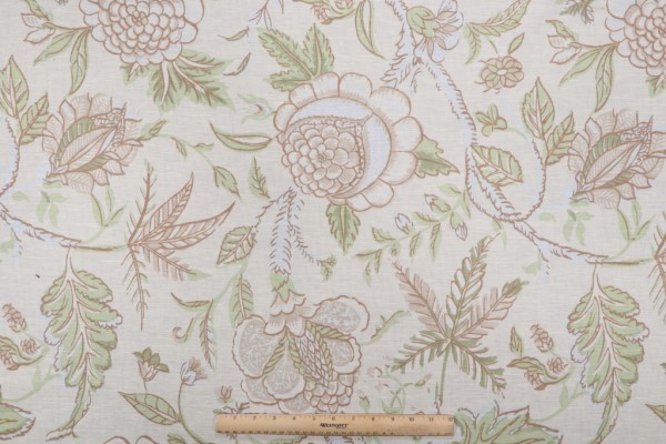 Sample of Thibaut Fanfare F96750 Printed Drapery Fabric in Cream 