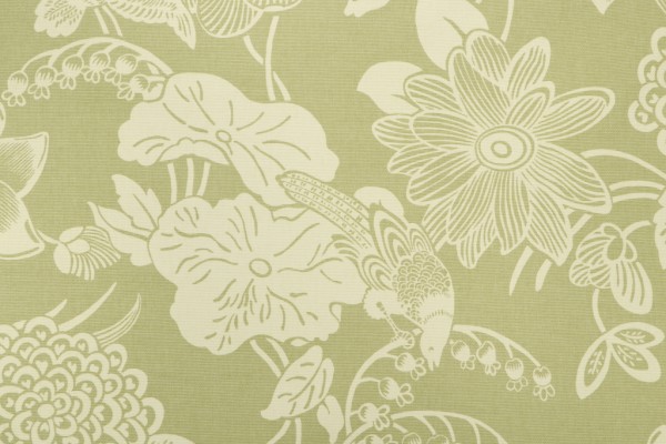 Sample of Thibaut Cut Paper F95334 Printed Cotton Drapery Fabric in Green 