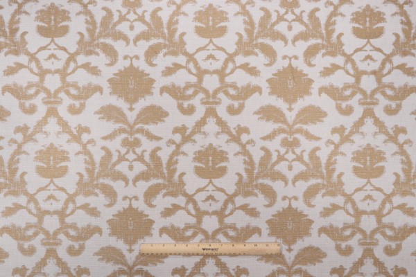Thibaut Anita Damask F98636 Printed Drapery Fabric in Metallic on Natural 