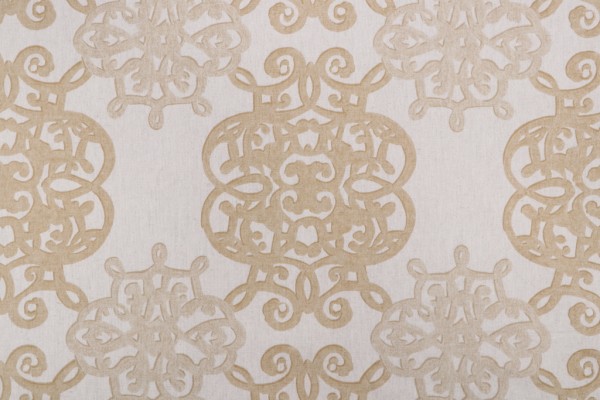 Sample of Thibaut Jakarta F98616 Printed Drapery Fabric in Taupe 