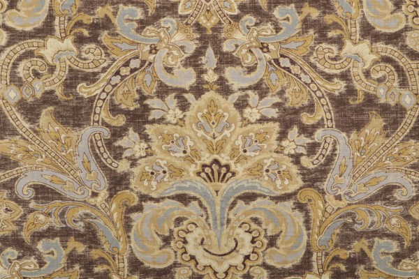 Sample of Thibaut Leopold F93304 Printed Cotton Drapery Fabric in Dark Brown 