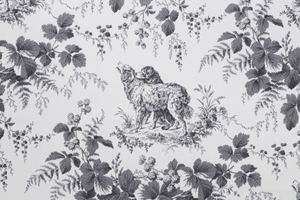 Thibaut Pedigree F99720 Printed Cotton Drapery Fabric in Black and Cream 