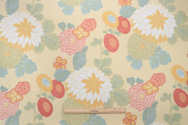 Sample of Thibaut Coco F93222 Printed Linen Drapery Fabric in Yellow 