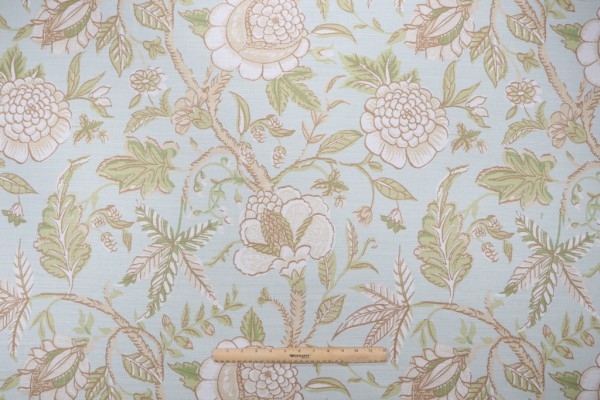 Thibaut Fanfare F96752 Printed Drapery Fabric in Aqua 