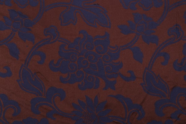 Thibaut Harmony Damask W85387 Woven Upholstery Fabric in Brown Navy 