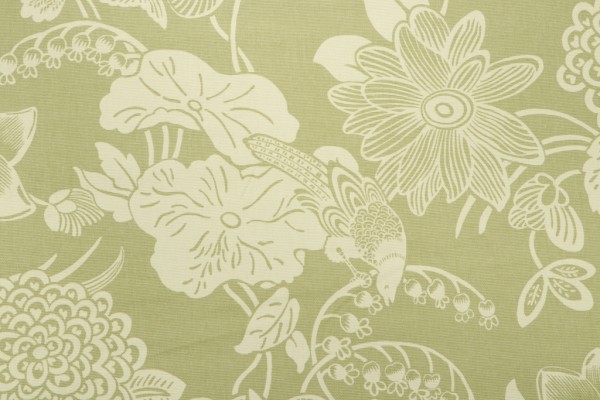 Thibaut Cut Paper F95334 Printed Cotton Drapery Fabric in Green 