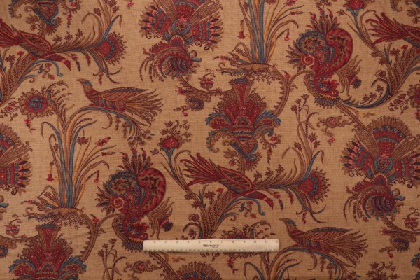 Sample of Thibaut Hunterdon F93351 Printed Cotton Drapery Fabric in Camel 