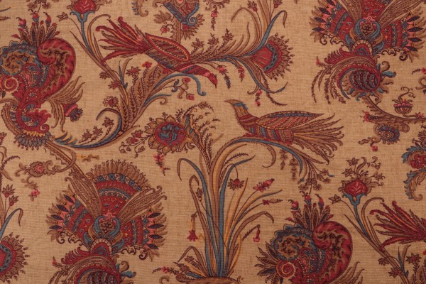 Sample of Thibaut Hunterdon F93351 Printed Cotton Drapery Fabric in Camel 