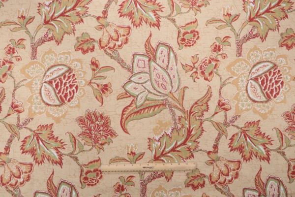 Thibaut Jacobean Trail F93312 Printed Cotton Drapery Fabric in Gold 
