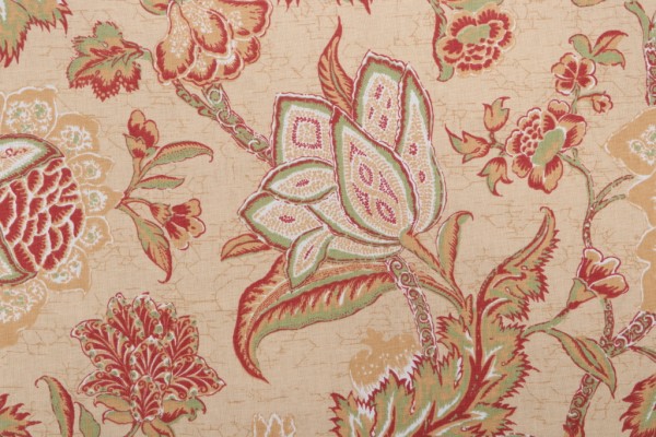Thibaut Jacobean Trail F93312 Printed Cotton Drapery Fabric in Gold 