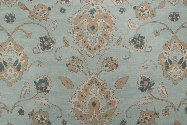 Sample of Thibaut Mission F93832 Printed Cotton Drapery Fabric in Aqua 