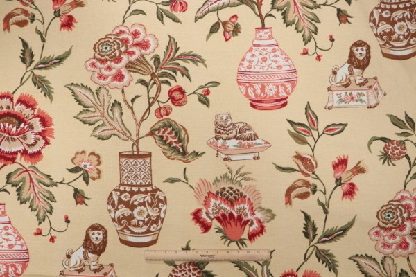 Thibaut Marrakesh F93331 Printed Cotton Drapery Fabric in Gold 