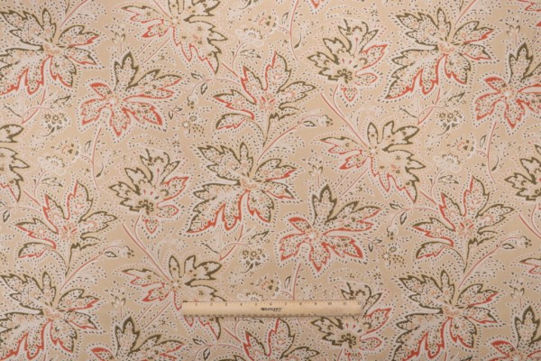 Thibaut Brunswick F9105 Printed Cotton Twill Drapery Fabric in Beige 