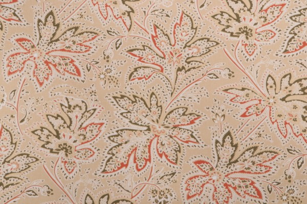 Thibaut Brunswick F9105 Printed Cotton Twill Drapery Fabric in Beige 