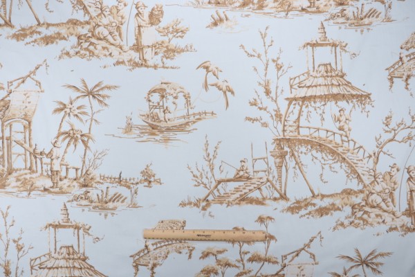 Click for Thibaut Meridian F95305 Printed Cotton Drapery Fabric in Light Blue  Thibaut Meridian F95305 Printed Cotton Drapery Fabric in Light Blue