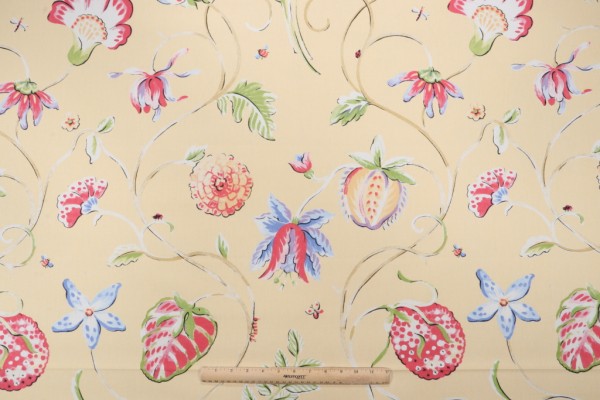 Thibaut Westfield F9157 Printed Cotton Drapery Fabric in Yellow