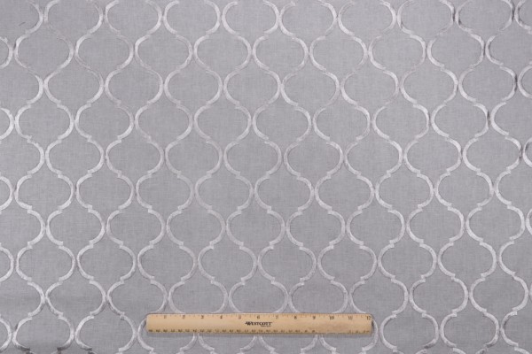 Richloom Ornella Semi-Sheer Embroidered Drapery Fabric in Silver