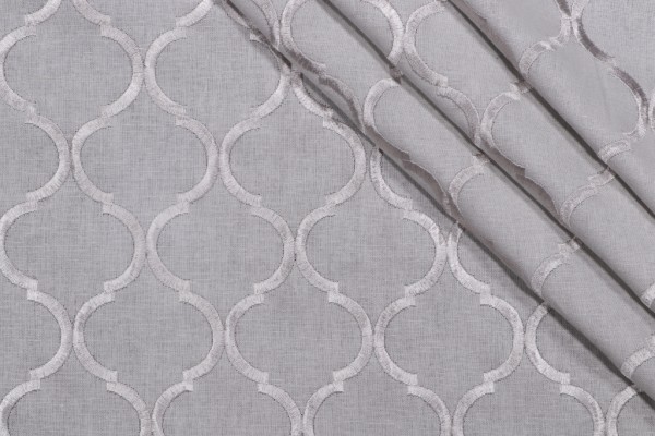 Richloom Ornella Semi-Sheer Embroidered Drapery Fabric in Silver