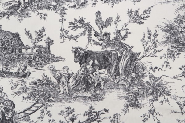 Click for 5.38 Yards Thibaut Chateau De Loir F97303 Printed Cotton Drapery Fabric in Black on Cream Thibaut Chateau De Loir F97303 Printed Cotton Drapery Fabric in Black on Cream