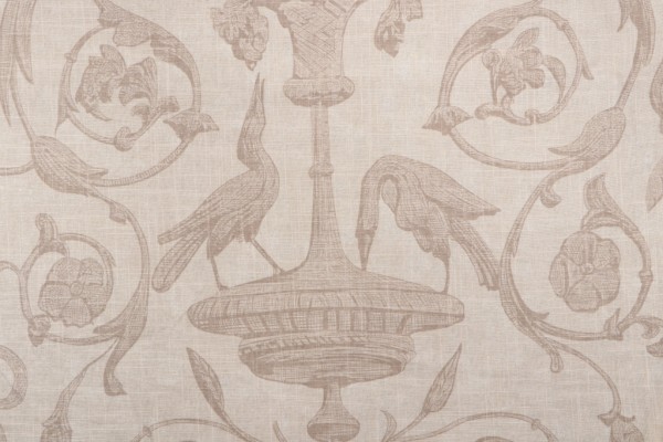 Thibaut Renaissance F91312 Printed Linen Blend Drapery Fabric in Cream