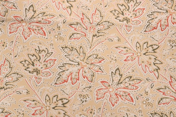 Thibaut Brunswick F9105 Printed Cotton Twill Drapery Fabric in Beige