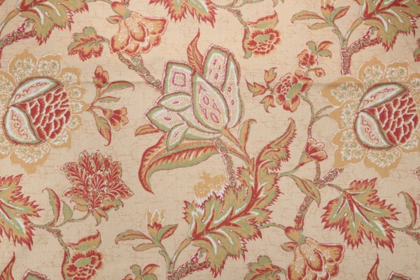 Thibaut Jacobean Trail F93312 Printed Cotton Drapery Fabric in Gold