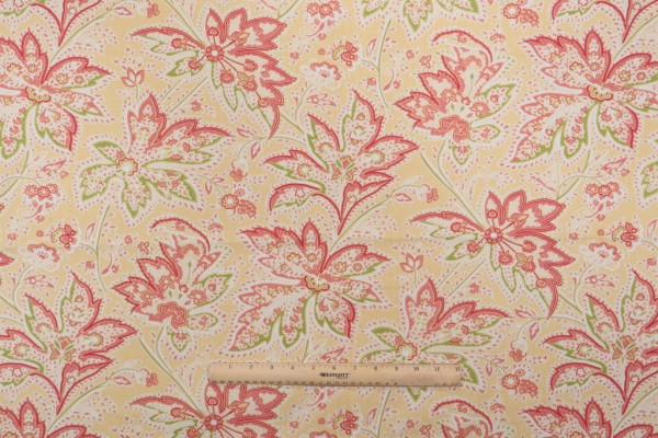 Thibaut Brunswick F9106 Printed Cotton Twill Drapery Fabric in Yellow