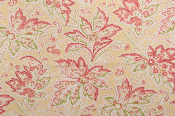 Thibaut Brunswick F9106 Printed Cotton Twill Drapery Fabric in Yellow