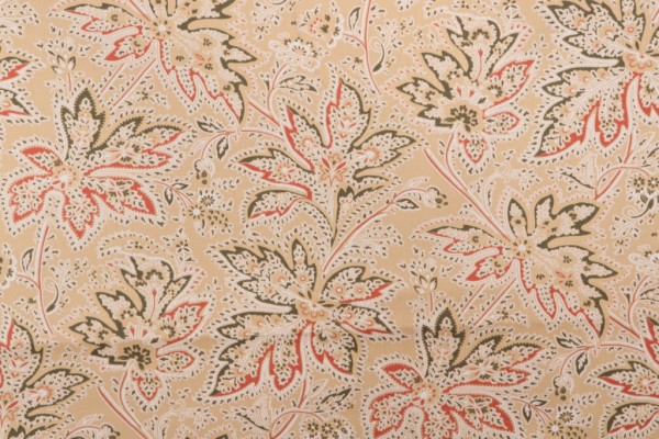 Thibaut Brunswick F9105 Printed Cotton Twill Drapery Fabric in Beige