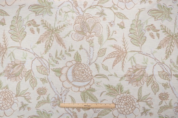 Thibaut Fanfare F96750 Printed Drapery Fabric in Cream