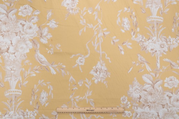 Thibaut Robin F91319 Printed Cotton Drapery Fabric in Gold