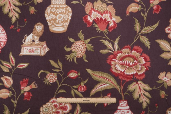Thibaut Marrakesh F93326 Printed Drapery Fabric in Eggplant 