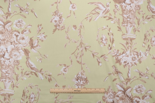 Thibaut Robin F91321 Printed Cotton Drapery Fabric in Green 