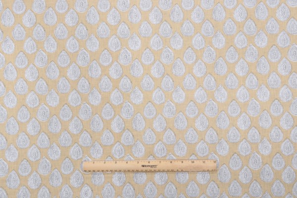 Sample of Kaufmann Rani Printed Drapery Fabric in Yellow 
